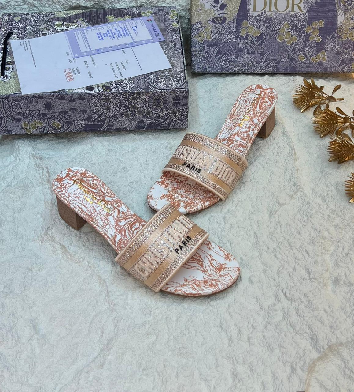 Dior Dway Sandals "White/Gold"
