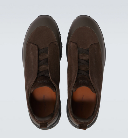 ZEGNA Triple Stitch Monte Sneakers "Dark Brown"