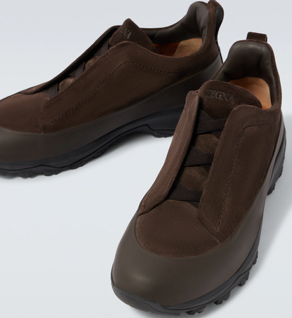 ZEGNA Triple Stitch Monte Sneakers "Dark Brown"