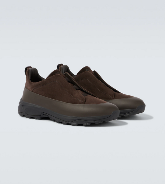 ZEGNA Triple Stitch Monte Sneakers "Dark Brown"