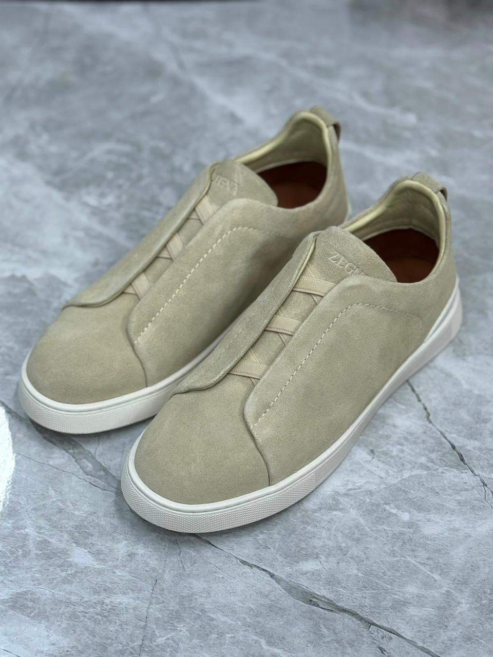 ZEGNA Triple Stitch SECONDSKIN sneakers "Beige/ White"