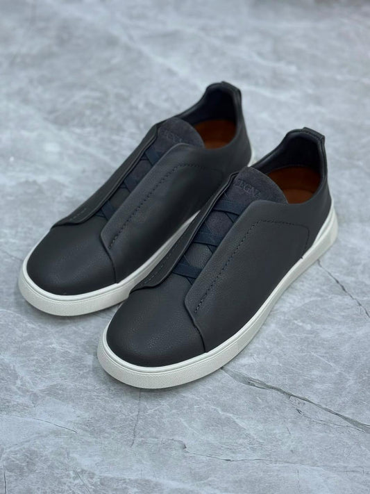 Zegna Triple Stitch Sneakers "Dark Grey/White"