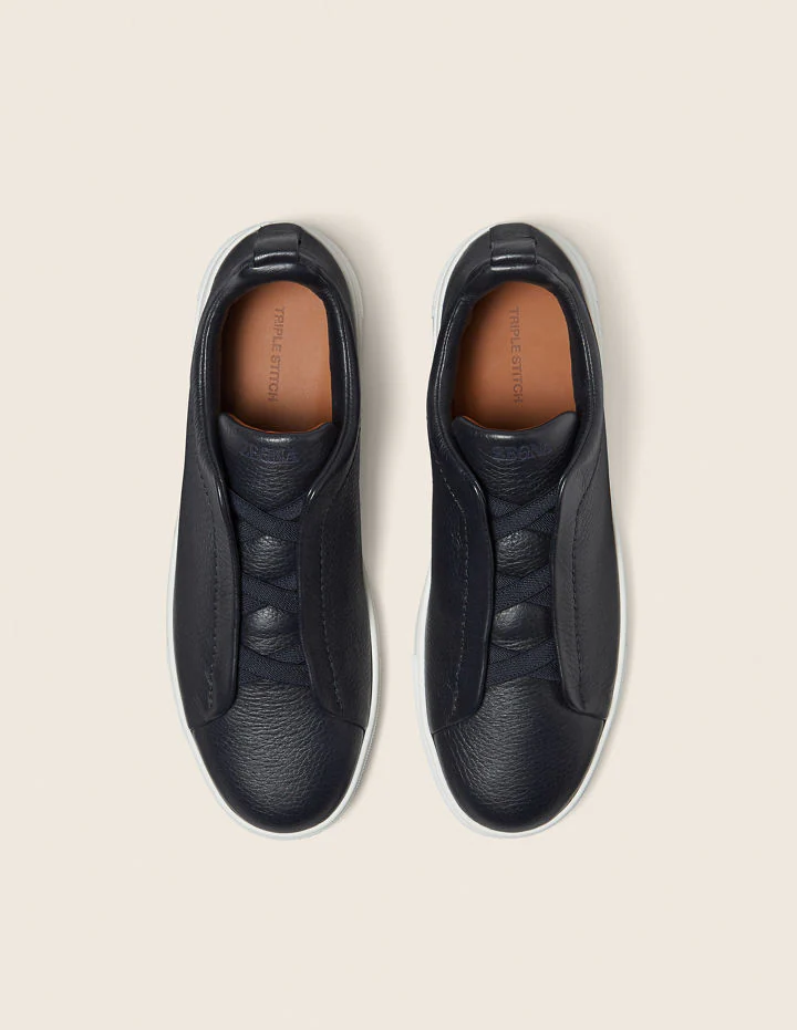 Zegna Triple Stitch Sneakers "Black/White"