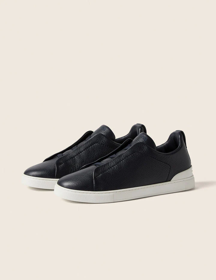 Zegna Triple Stitch Sneakers "Black/White"