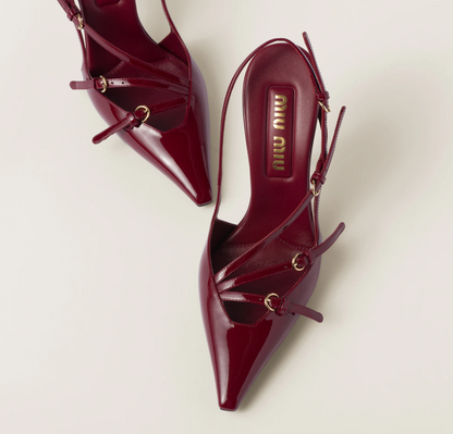 Miu Miu patent leather slingback pumps "Burgundy"