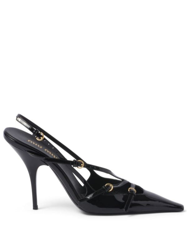 Miu Miu patent leather slingback pumps "Black"