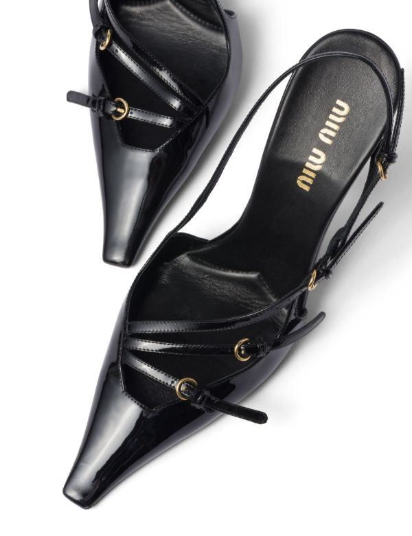 Miu Miu patent leather slingback pumps "Black"