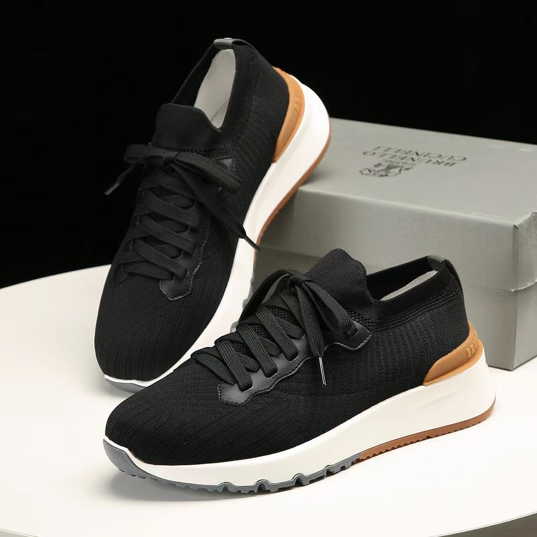 Brunello Cucinelli Men’s Stretch Knit Runner Sneakers "Black"