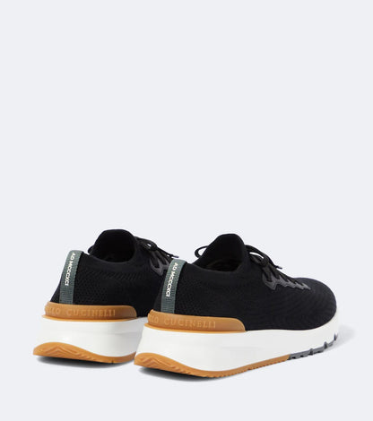 Brunello Cucinelli Men’s Stretch Knit Runner Sneakers "Black"