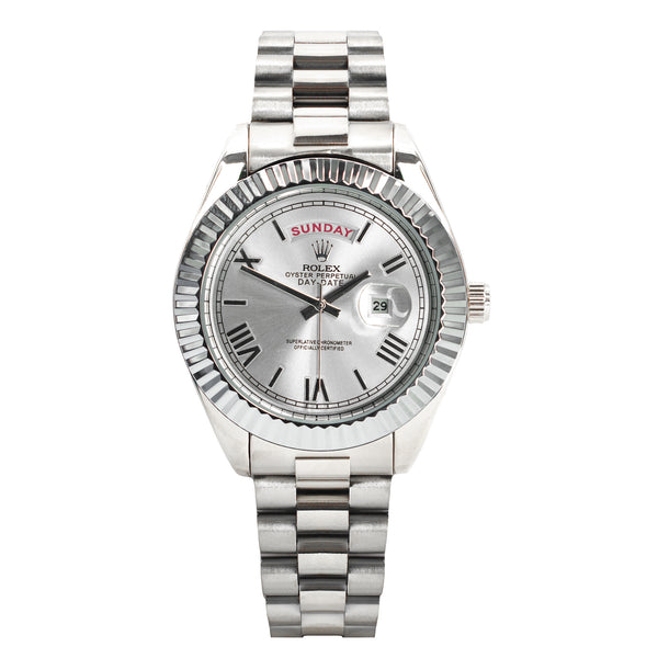"Rolex Day-Date 40  Platinum Silver Dial President Bracelet"