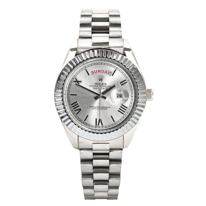"Rolex Day-Date 40  Platinum Silver Dial President Bracelet"