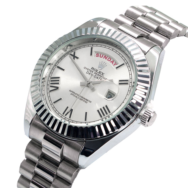 "Rolex Day-Date 40  Platinum Silver Dial President Bracelet"