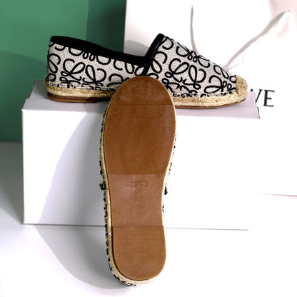 "Loewe Anagram Espadrilles — Ivory/Black Canvas"