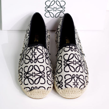 "Loewe Anagram Espadrilles — Ivory/Black Canvas"