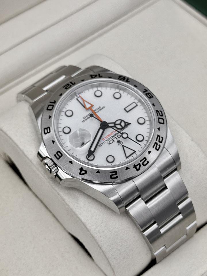 "Rolex Explorer II – White Dial (Steel)"