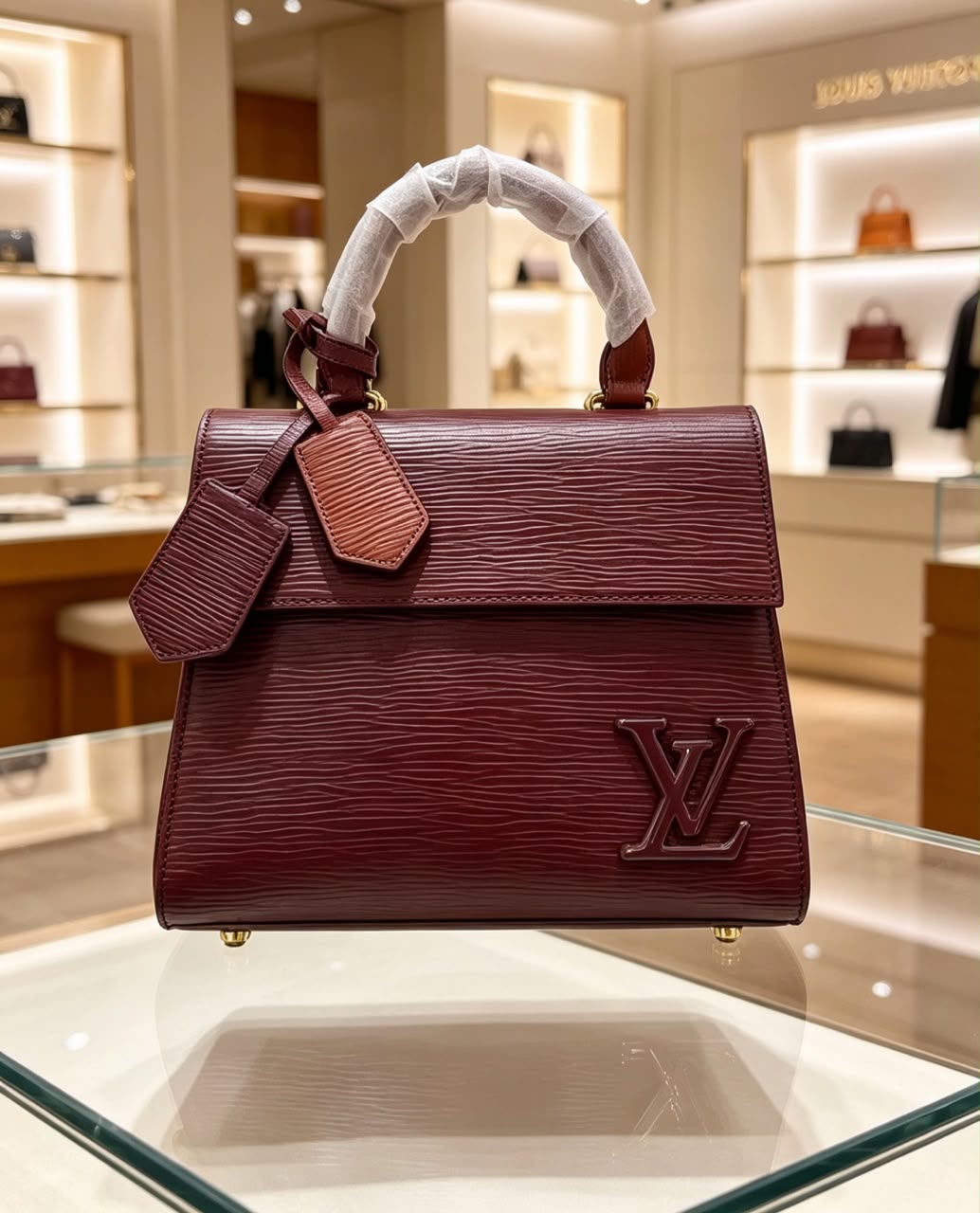 LV Epi Leather Top-Handle Bag — Burgundy