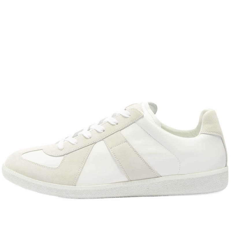 MAISON MARGIELA Retro Low-Top Suede Panel Sneakers  "White/Cream"