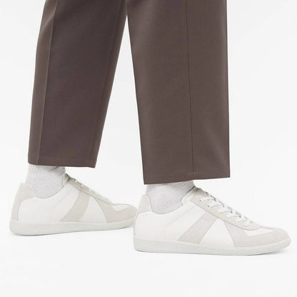 MAISON MARGIELA Retro Low-Top Suede Panel Sneakers  "White/Cream"