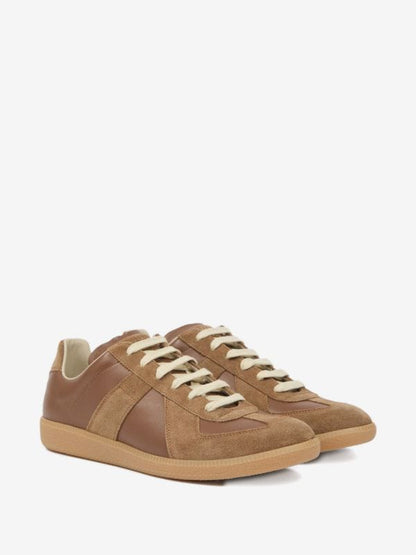 MAISON MARGIELA Retro Low-Top Suede Panel Sneakers – Brown/Tan