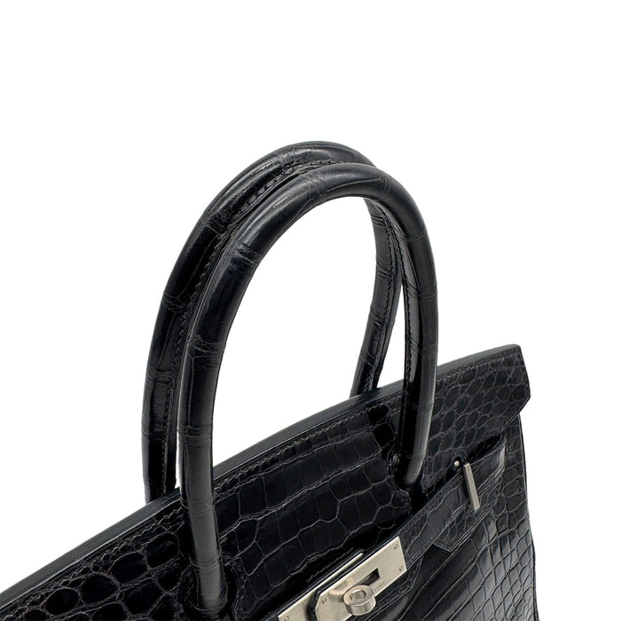 "Hermes Crocodile-Embossed Padlock Tote Bag – Black"