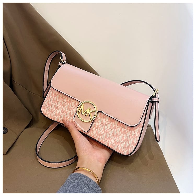 Michael Kors Signature Crossbody Bag – Blush Pink / Pink MK Logo Print