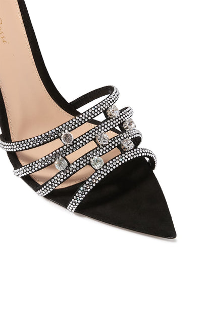 Gianvito Rossi  Crystal-Embellished Strappy Mule Sandals "Black"