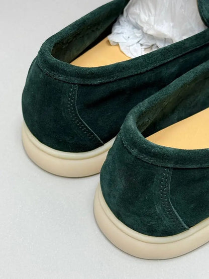 Loro Piana Summer Walk Dark Suede Loafers "Green"