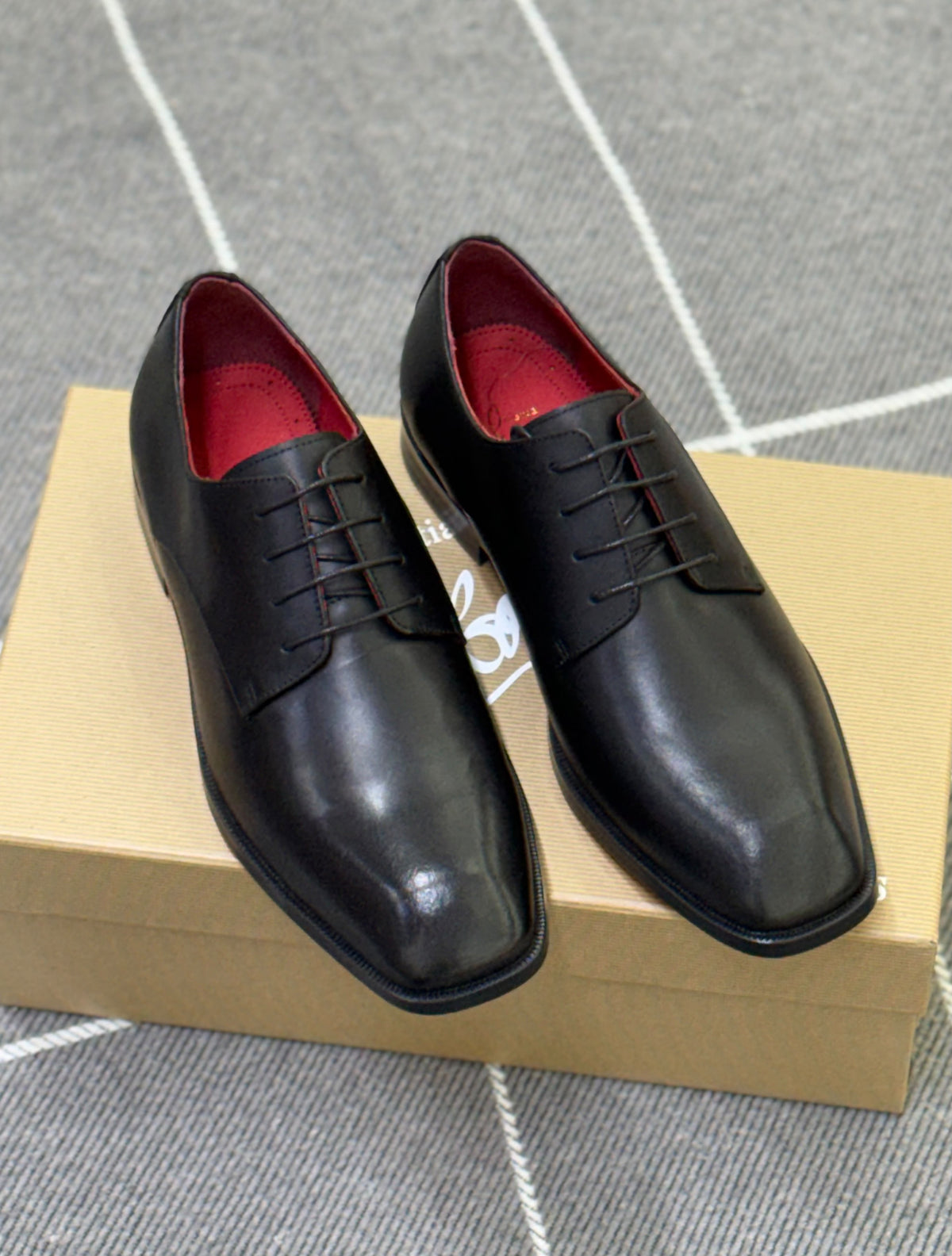 Christian Louboutin "Black" Leather Lace-Up Derby Shoes