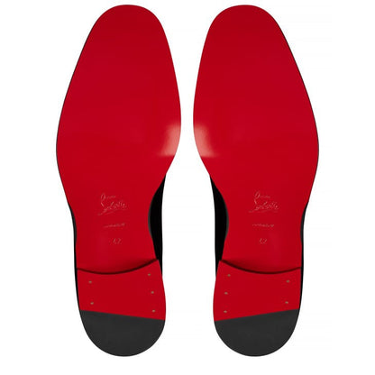 Christian Louboutin Velvet Lace-Up Derby Shoes with Crystal Studs "Black"