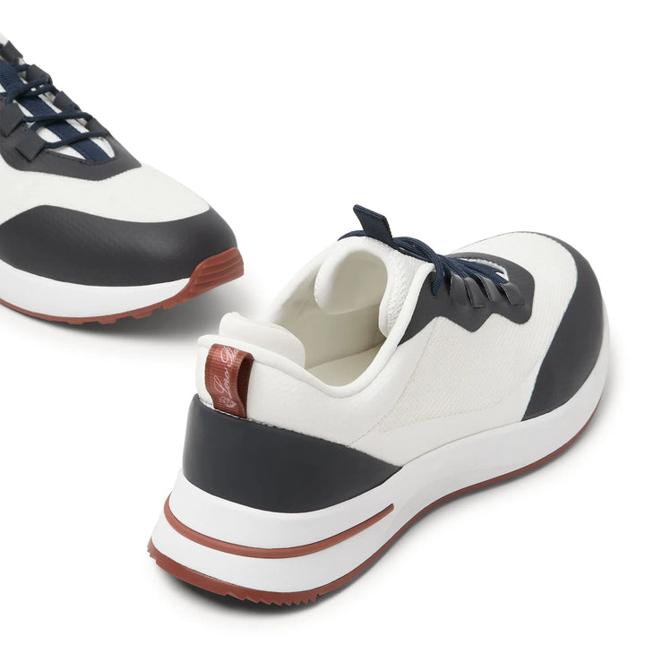 Loro Piana Week-End Walk "Navy and White" Mesh Leather Sneakers