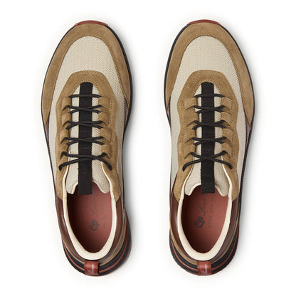 Loro Piana Week-End Walk "Tan" Suede and "Cream" Mesh Sneakers