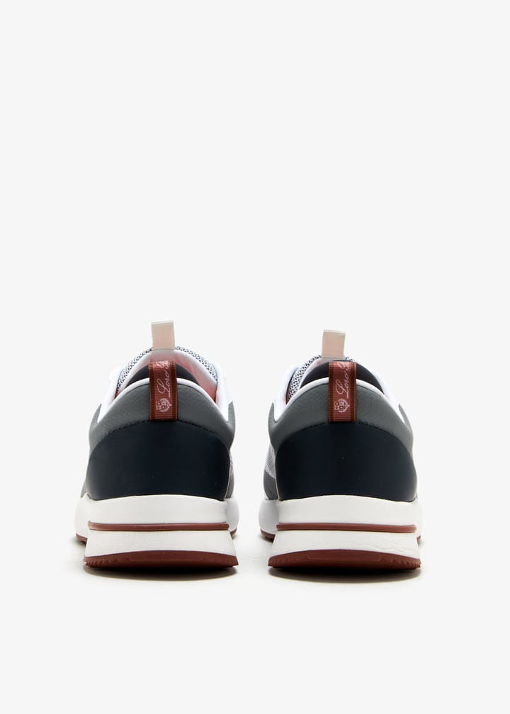 Loro Piana Week-End Walk "White and Light Gray" Mesh Leather Sneakers