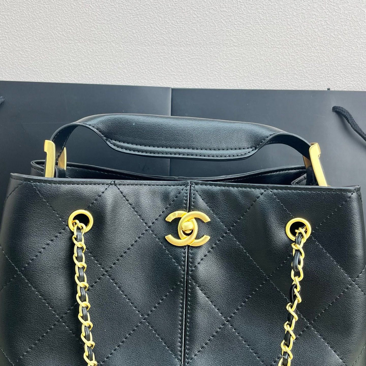 Chanel two-tone leather Hobo Bag "Black"