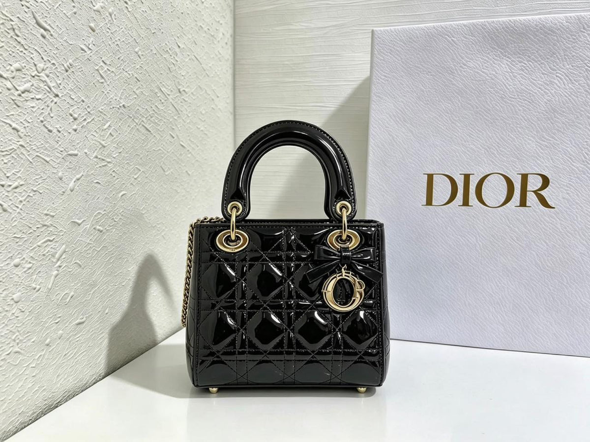 Dior Lady-Style Mini Handbag "Black, Gold-Tone Charms"