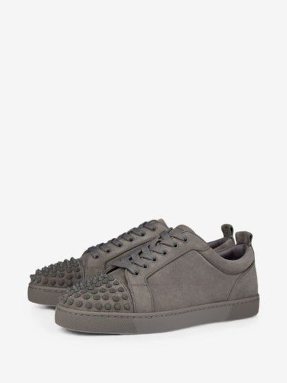Christian Louboutin Spiked Low-Top Suede Sneakers – Grey, Men's