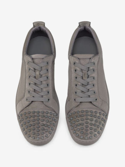 Christian Louboutin Spiked Low-Top Suede Sneakers – Grey, Men's