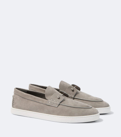 Christian Louboutin Slip-On Leather Loafers – Beige Taupe with White Sole, Men's