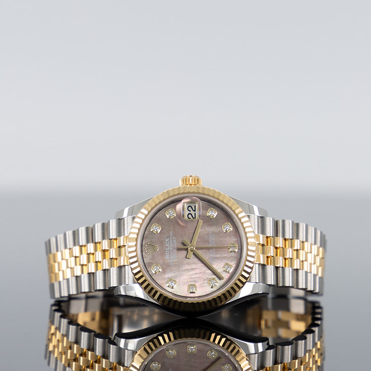 Rolex Datejust 31mm Steel and Yellow Gold Mother of Pearl Brown Dial 278273