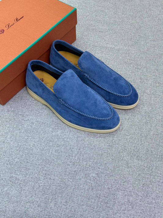 Men’s Loro Piana Style Summer Walk Suede Loafers - Blue