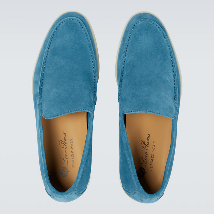 Loro Piana Men's Suede Leather Loafers – Denim Blue