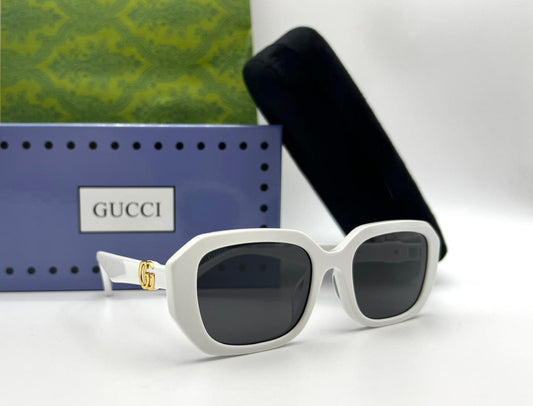 Gucci White Rectangular Sunglasses