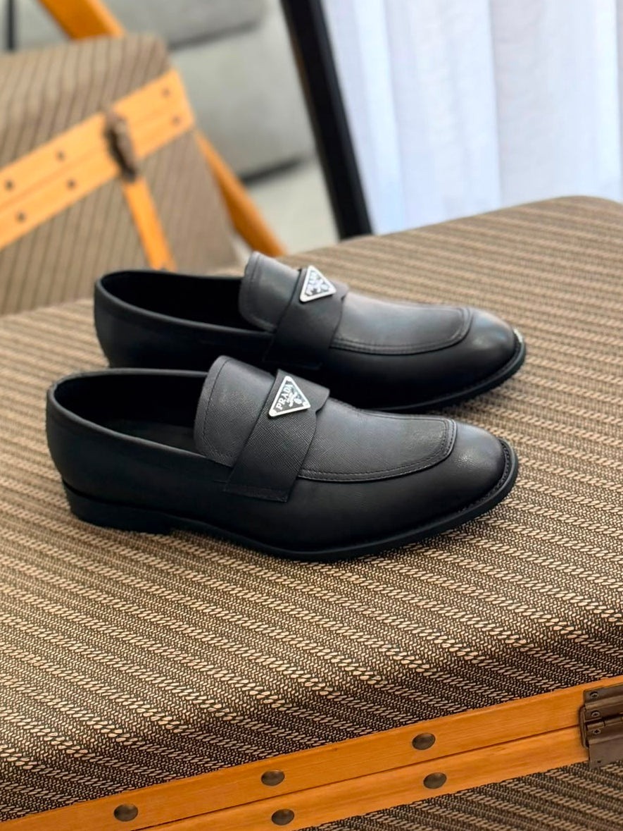 Prada Men's Black Leather Loafers