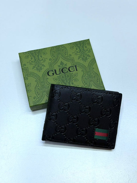 Black Embossed Monogram GG-Inspired Bifold Men Wallet