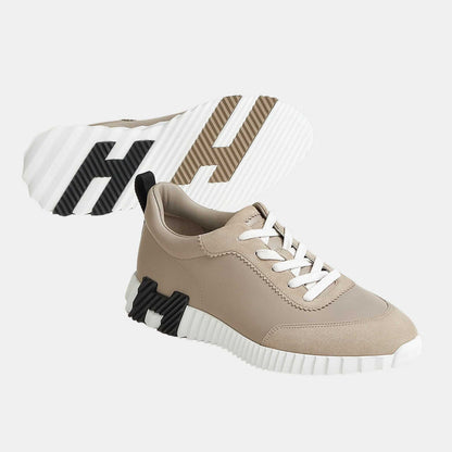 Hermès-Inspired Bouncing Sneakers – Beige & White