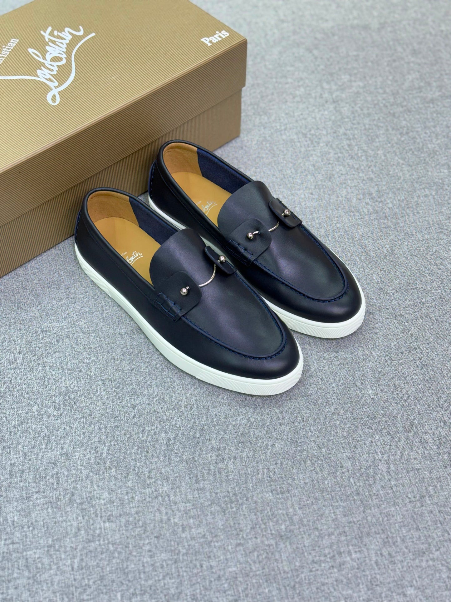 Christian Louboutin Leather Loafer Sneakers in Navy Blue