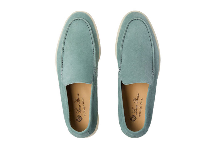 Loro Piana Men's Summer Walk Suede Loafers – Sage Green