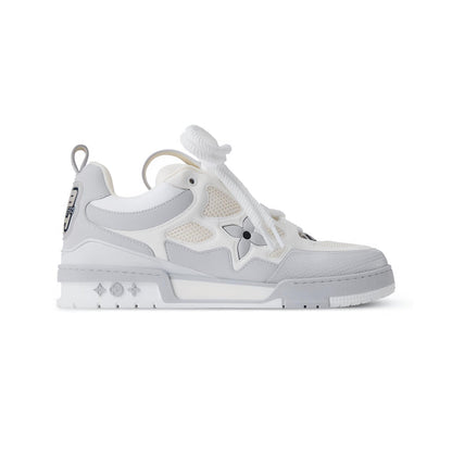 Lv Grey & White Flower-Cutout Skate-Inspired Sneakers