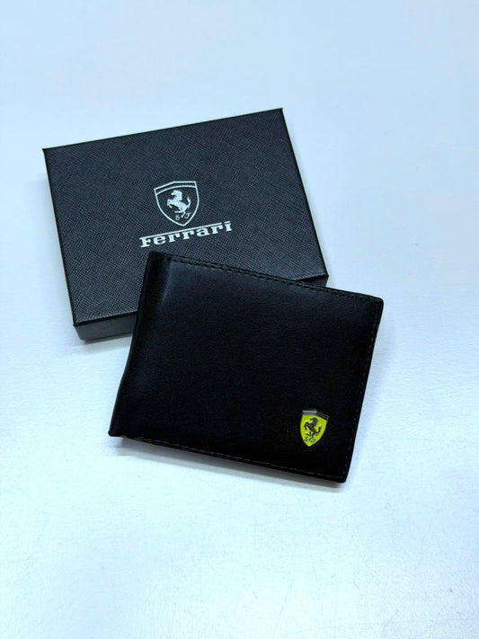 Black Leather Ferrari-Inspired Bifold Men Wallet