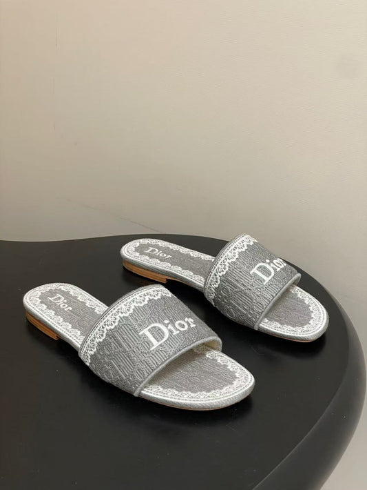 Christian Dior Women's Grey Dway Slide Sandals