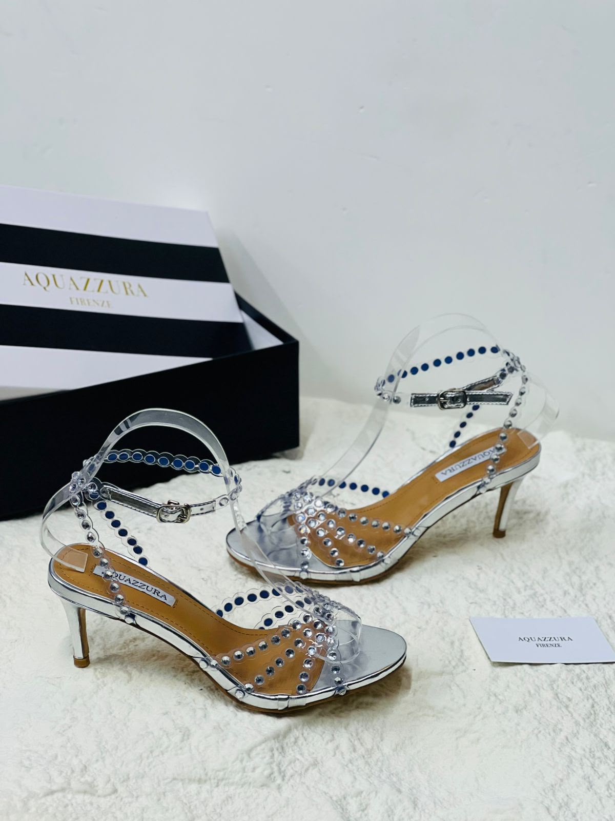 Aquazzura-Inspired Silver Crystal Strap Sandals